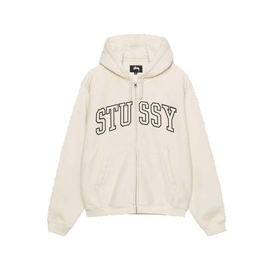 Stussy-Outline-Zip-Hoodie Stussy Merch Outline Blanc Hoodie