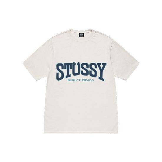 Burly-Threads-Stussy-T-Shirt-White Stussy Merch Threads Blanc Shirt