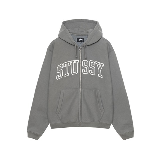 Stussy-Outline-Zip-Hoodie-Grey Stussy capuche zippé Outline Gris Pull