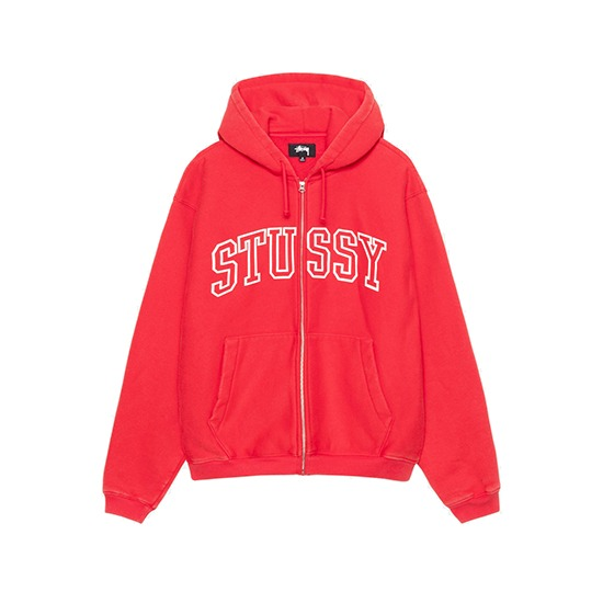 Stussy-Outline-Zip-Hoodie-Red Stussy capuche zippé Outline Rouge Pull