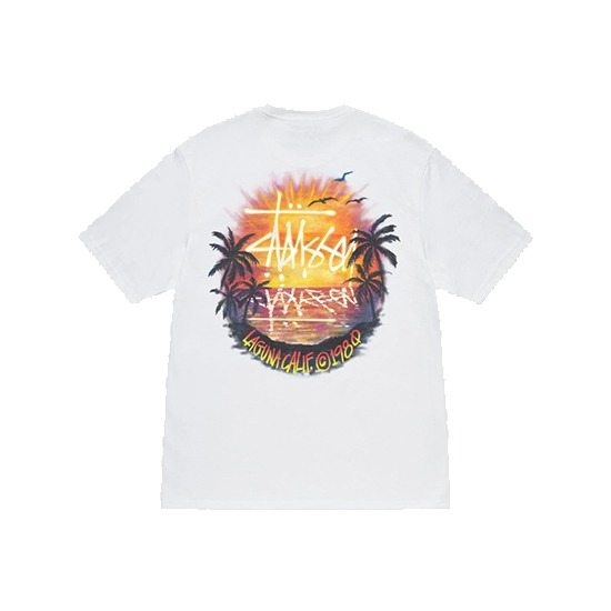 Stussy-Sunset-T-Shirt (2) Stussy Merch Sunset Blanc Tee