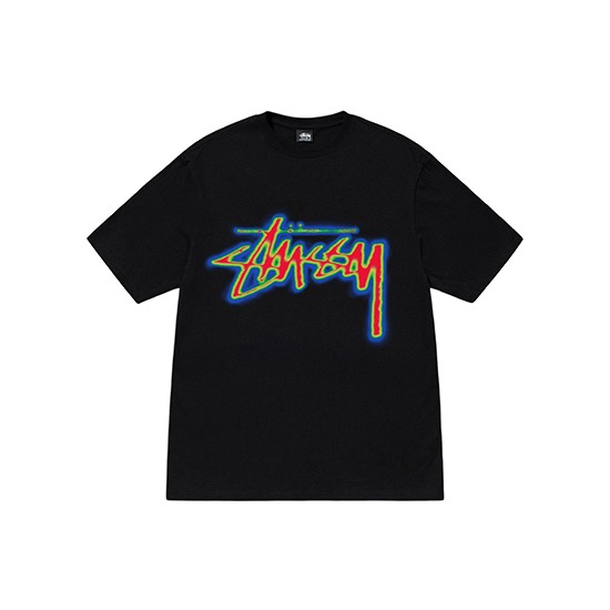 Thermal-Stock-Stussy-T-Shirt Stussy Merch thermique noir Maillot